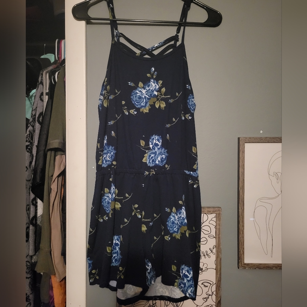 Blue floral romper